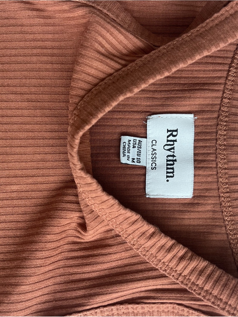 Rhythm. Ribbed Tank Top in Rust Brown - Picture 2 of 3